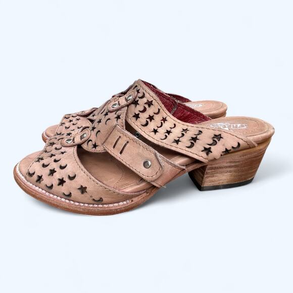 Freebird by Steven Block Heel Slide Leather Sandals Moonstar Ice womens 10 M Tan - Picture 1 of 13